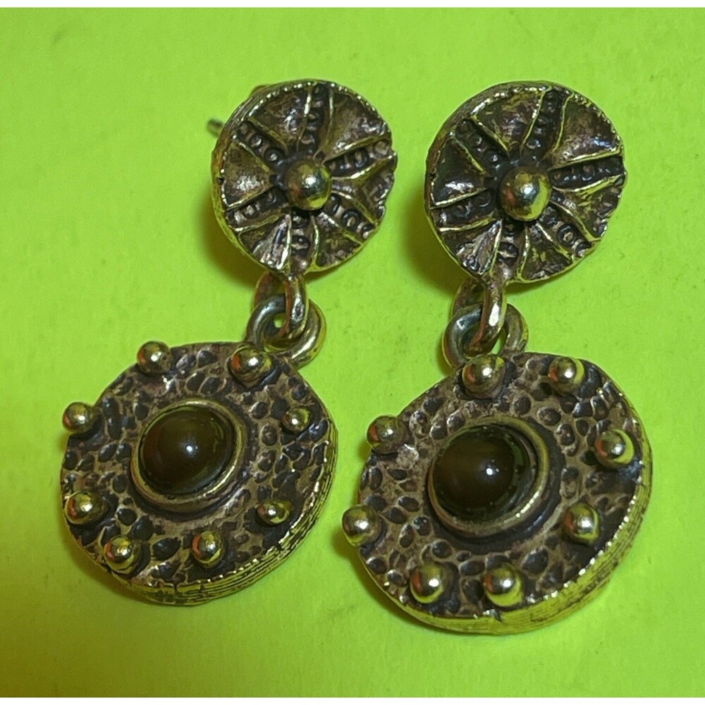 Vintage Robert Rose Earrings Gold Tone